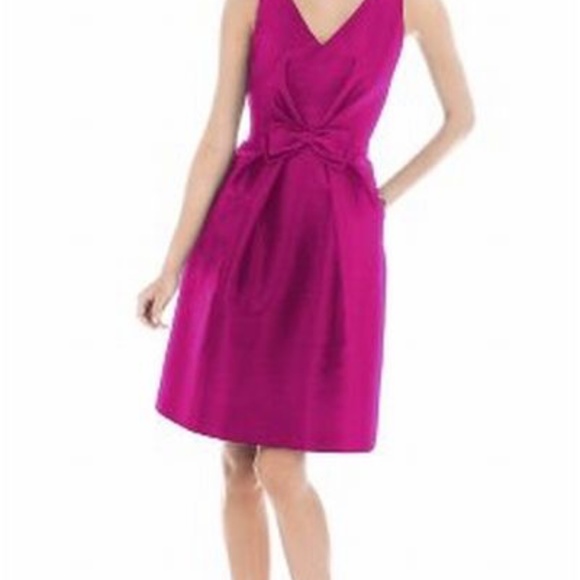 Sample Alfred Sung Dessy Group D504 Purple Dupioni Bridesmaid Dress - Picture 5 of 5